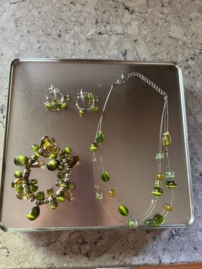 Jewelry set earrings, bracelet and necklace